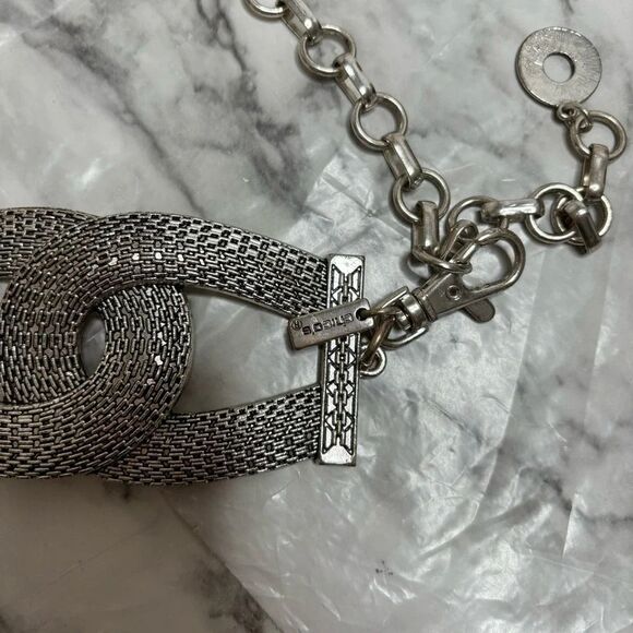 Chico’s 90’s Y2K Silver Large chain Link Belt Metal - Picture 2 of 5